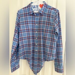 J. Crew plaid button-down front tie top/blouse Size Small